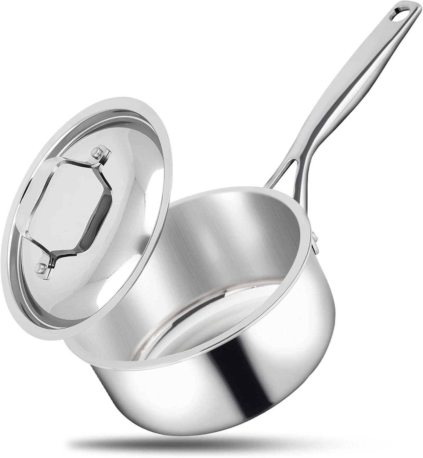 1.5-Quart Saucepan with Lid - PFOA/PFOS Free Stainless Steel Stain-Resistant Sauce Pot Kitchen Cookware W/Satin Interior, Polished Exterior, Hollowed Cast Handles - Works W/Model NCSSX45 image number 5