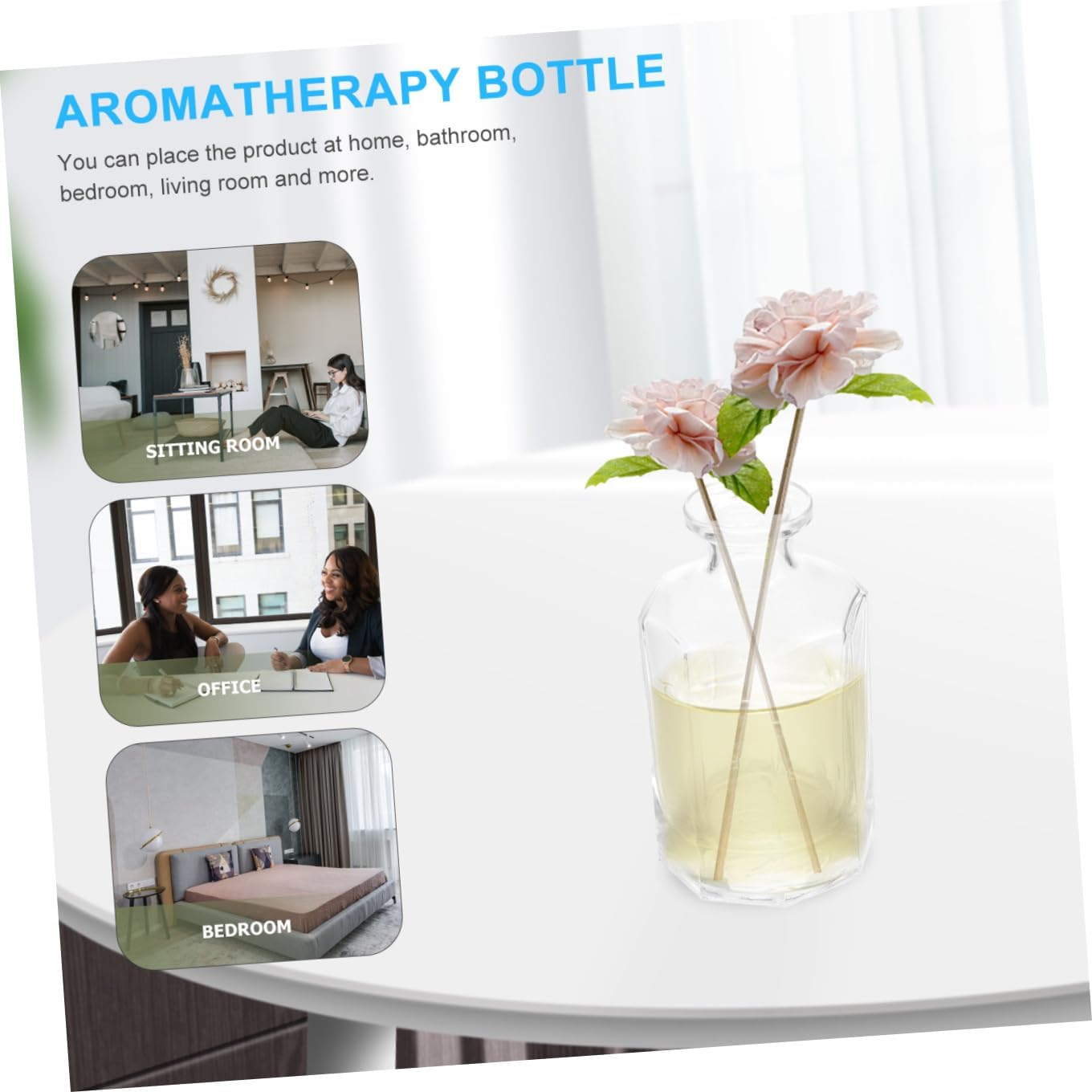 2Pcs Aromatherapy Essential Oil Bottles Perfume Dispenser for Home Fragrance Elegant Glass Home Decor