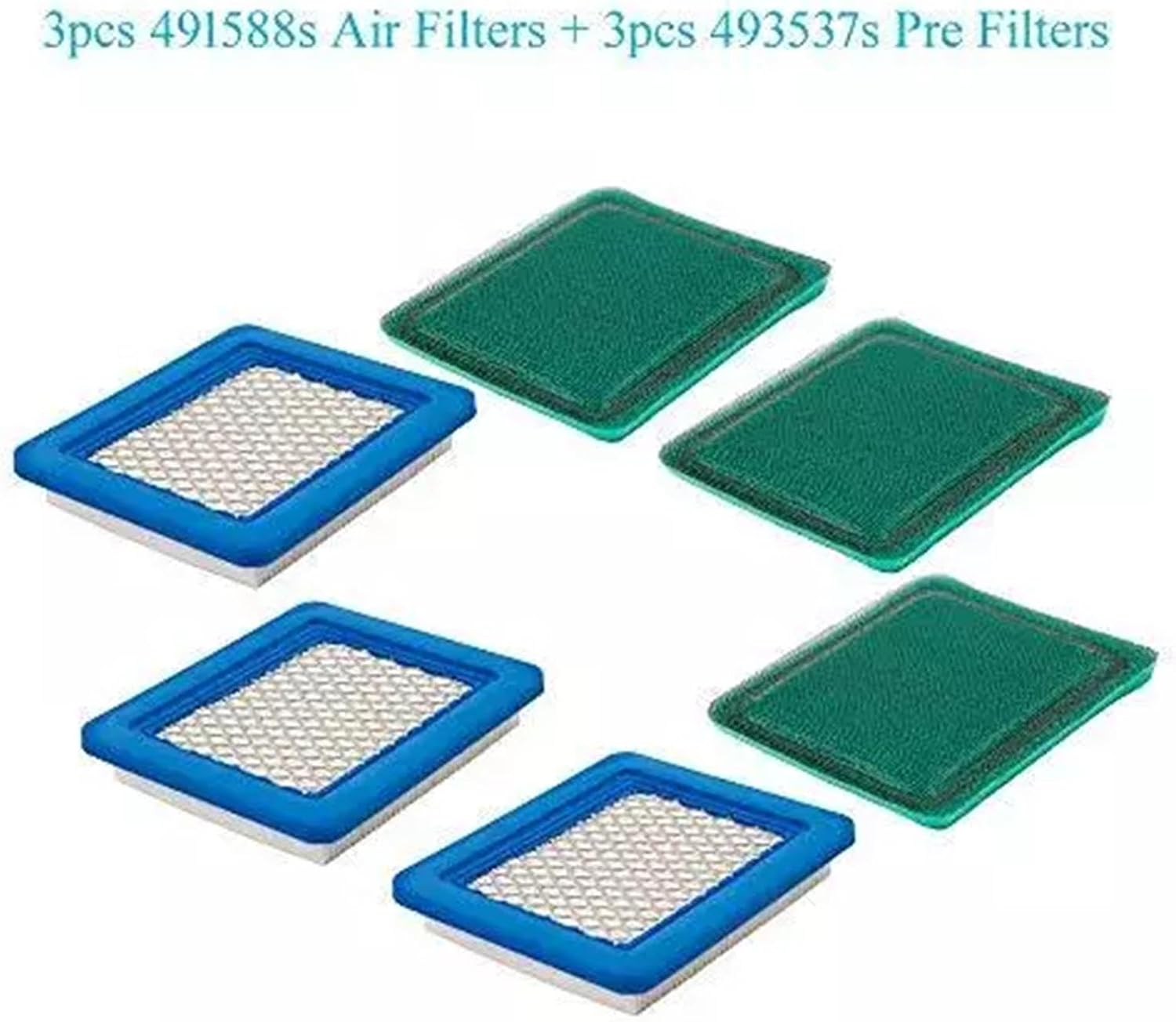 3 Pack 491588S Air Filter with Pre Filter Compatible with Briggs and Stratton 491588 493537 493537S, Toro 20332, Craftsman 33644, Pro Performance for Push Lawn Mower image number 5