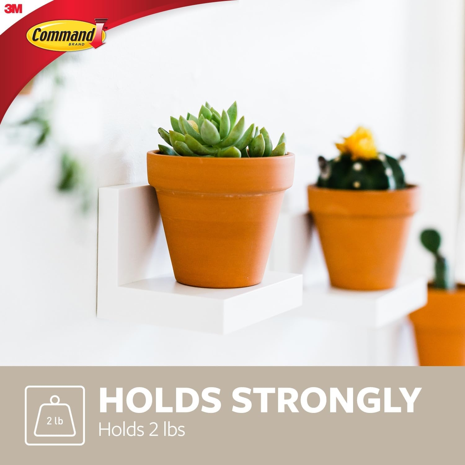 Command Display Ledges, Holds up to 2 Lb, Quartz, 2 Ledges with 8 Medium Command Strips, Damage Free Hanging Floating Shelf with Adhesive Strips, Personalize Living Room, Bedroom, Kids Room or Office image number 6