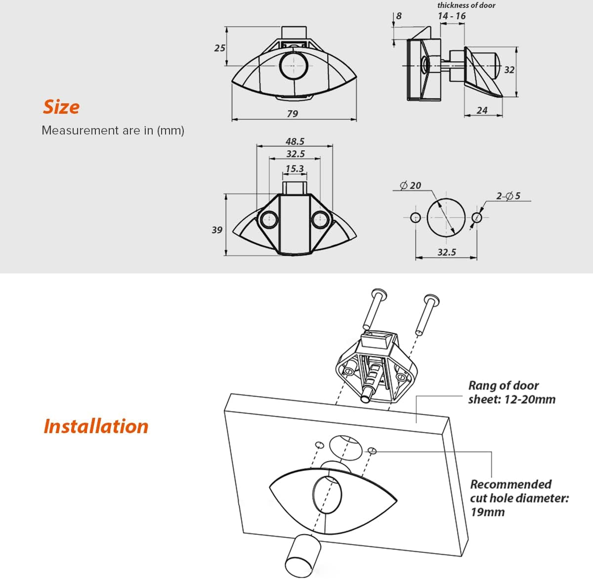 Dream Lighting 2PCS Zinc Alloy Half Moon Handle Push Lock Latch Knob for Motor Home Boat Caravan RV Cupboard Drawer Camper Kitchen Cabinet Door Hardware Accessories image number 4
