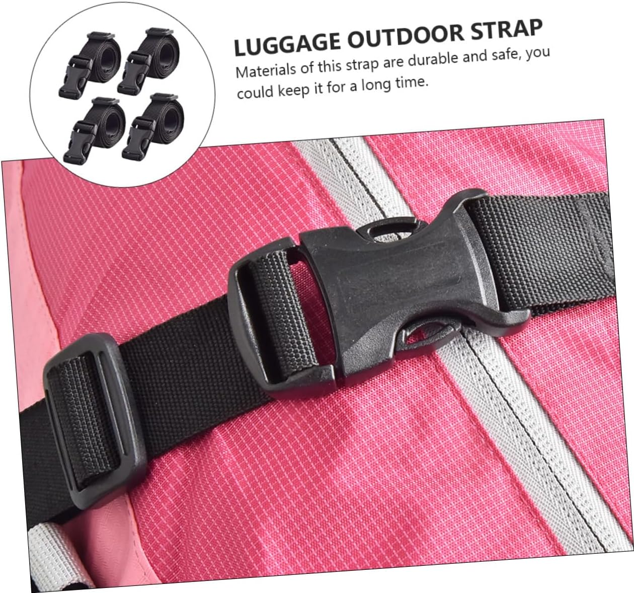COLLBATH 3Sets Sturdy Lashing Straps for Luggage Luggage Strap Ratchet Outdoor Belt Travel Safety Accessories 4Pcs*3 image number 4