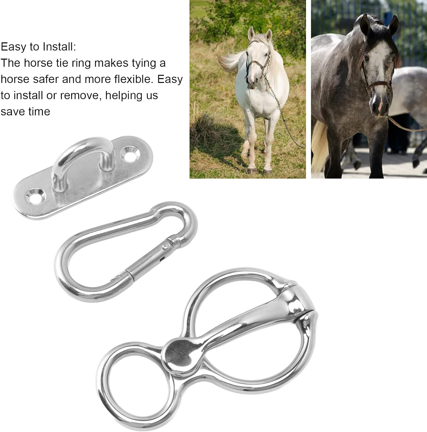 Heavy Duty Horse Tie, Tainless Steel Half round Horse Training Equipment Safe Horse Accessories for Pulling Back image number 2