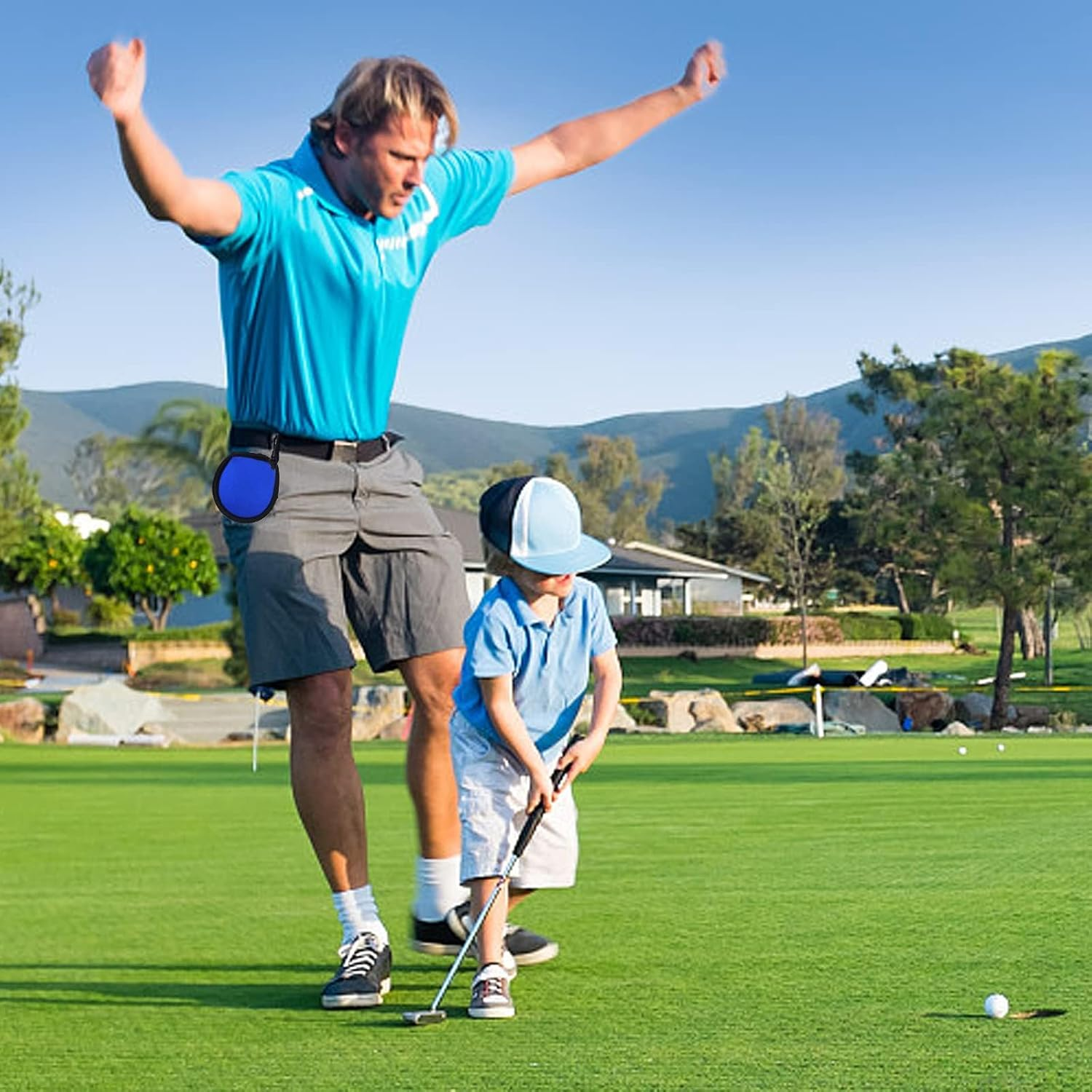 JDFHFGB Golf Ball Cleaner Pouch, 2 Pack Golf Ball Washer Pocket Pouch with Carabiner, Golf Ball Bag, Golf Accessories, Golf Gifts for Men, Mens Gifts, Fit for Golf Carts Belt Golf Bag image number 2