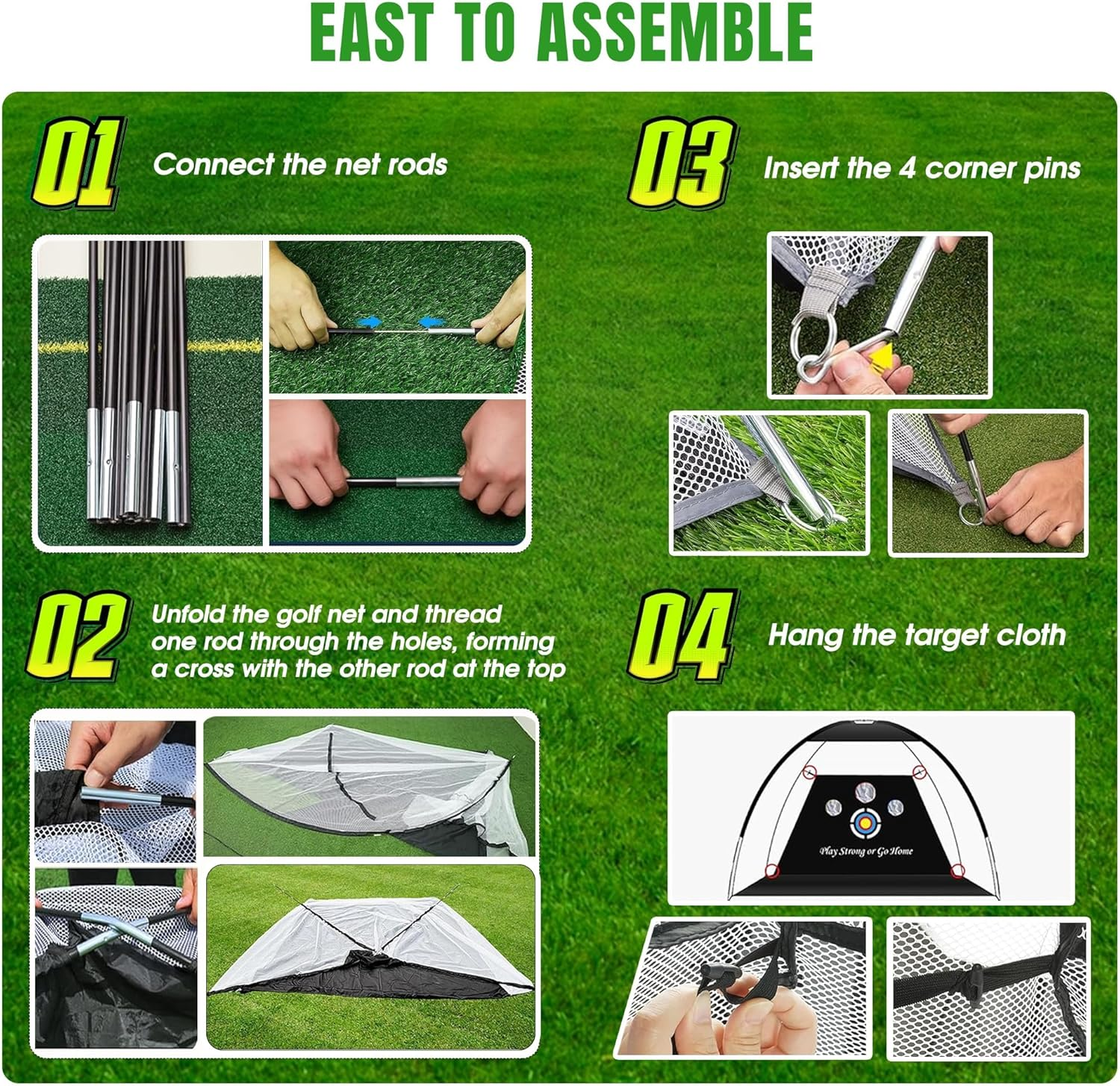 Golf Net, 10X7Ft Golf Practice Net with Tri-Turf Golf Mat, All in 1 Home Golf Hitting Aid Nets for Backyard Driving Chipping Swing Training with Target/Mat/Balls/Tee/Golf Lovers image number 1