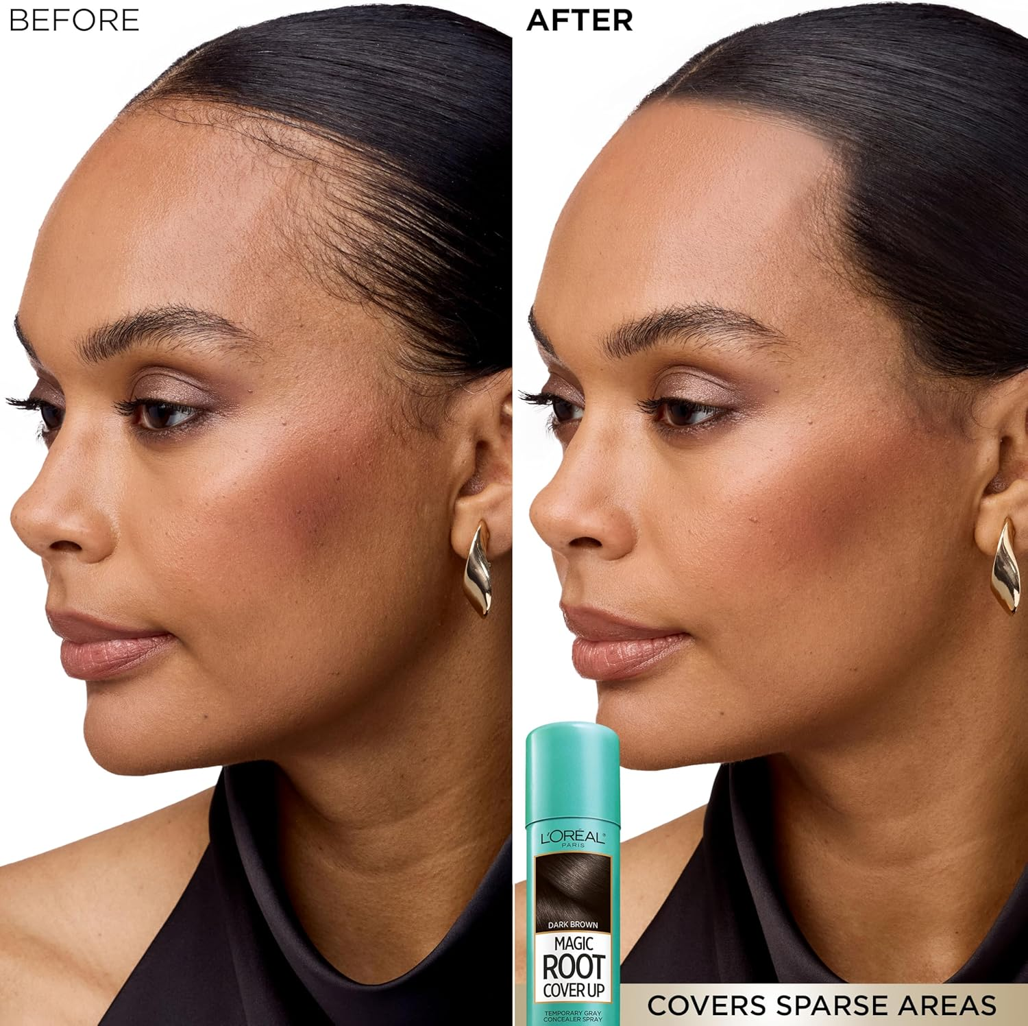 L'Oreal Paris Magic Root Cover up Temporary Gray Concealer Spray, Black, 57G
