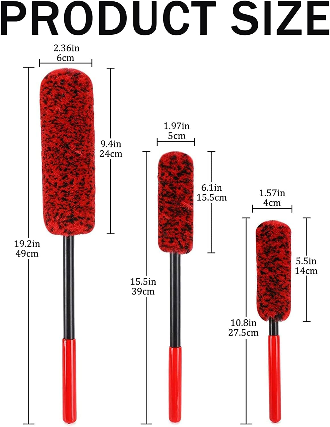 3 PCS Car Wheel Cleaning Kit, Soft Wheel Woolies Cleaning Brush, Detailing Brush for Cleaning Wheels, Rims, Fenders image number 4