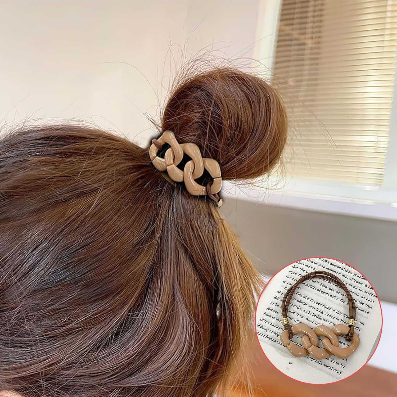 Tavvke 9 PCS Acrylic Ponytail Hair Cuff Set, Stylish Geometric Hair Ties Wraps, Elastic Ponytail Holders, French Accessories for Women & Girls image number 6