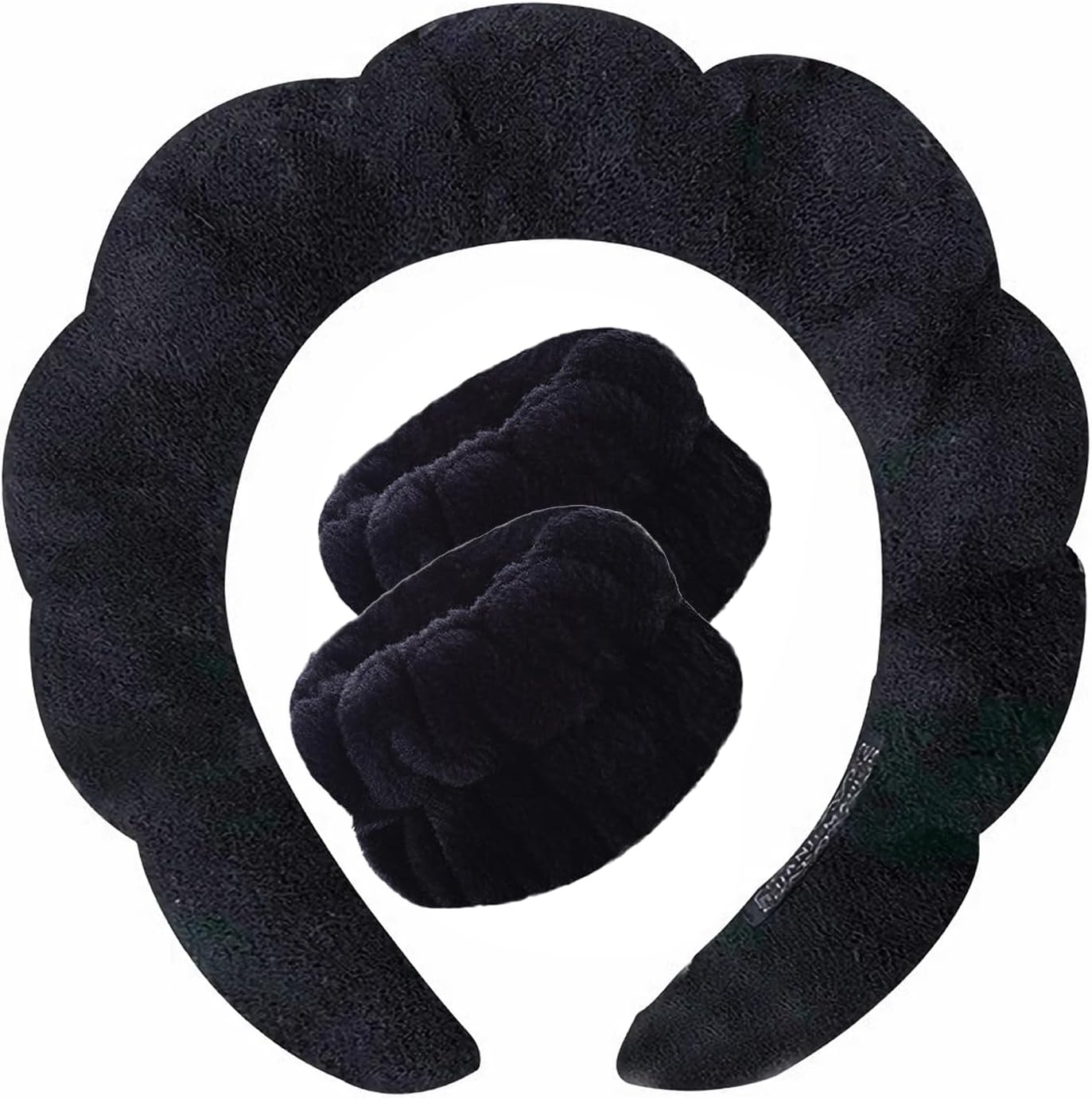 2 in 1 Sponge Spa Headband for Washing Face,Makeup Headbands for Women Girls,Wash Spa Yoga Sports Shower Head Band Terry Towel Cloth Hair Band for Skincare with Wristband Set (Blue)