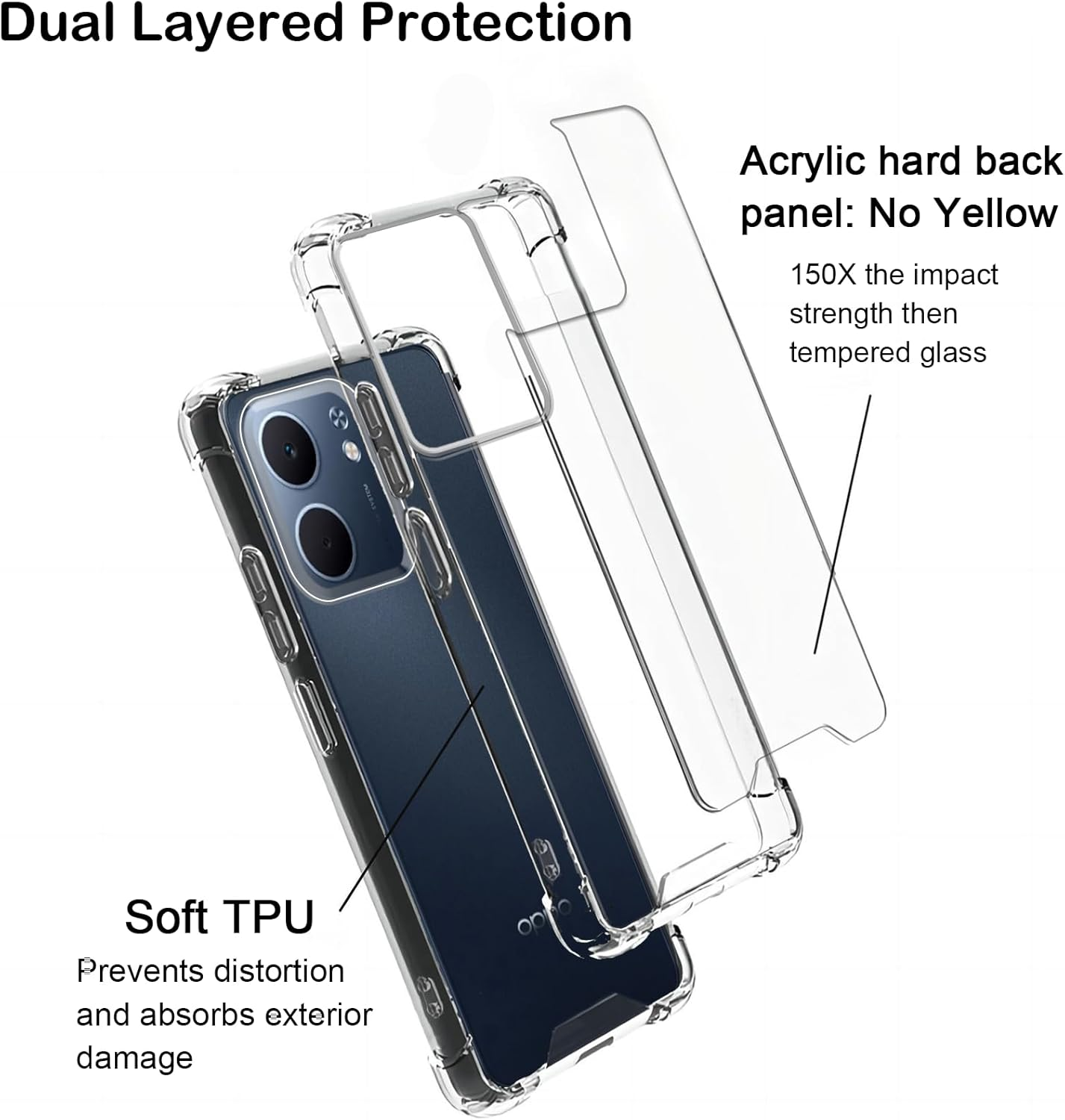 USTIYA 2-Pack Screen Protector + Case for Oppo A5X 4G/5G Protection Tempered Glass Film, HD Clear Cover image number 3