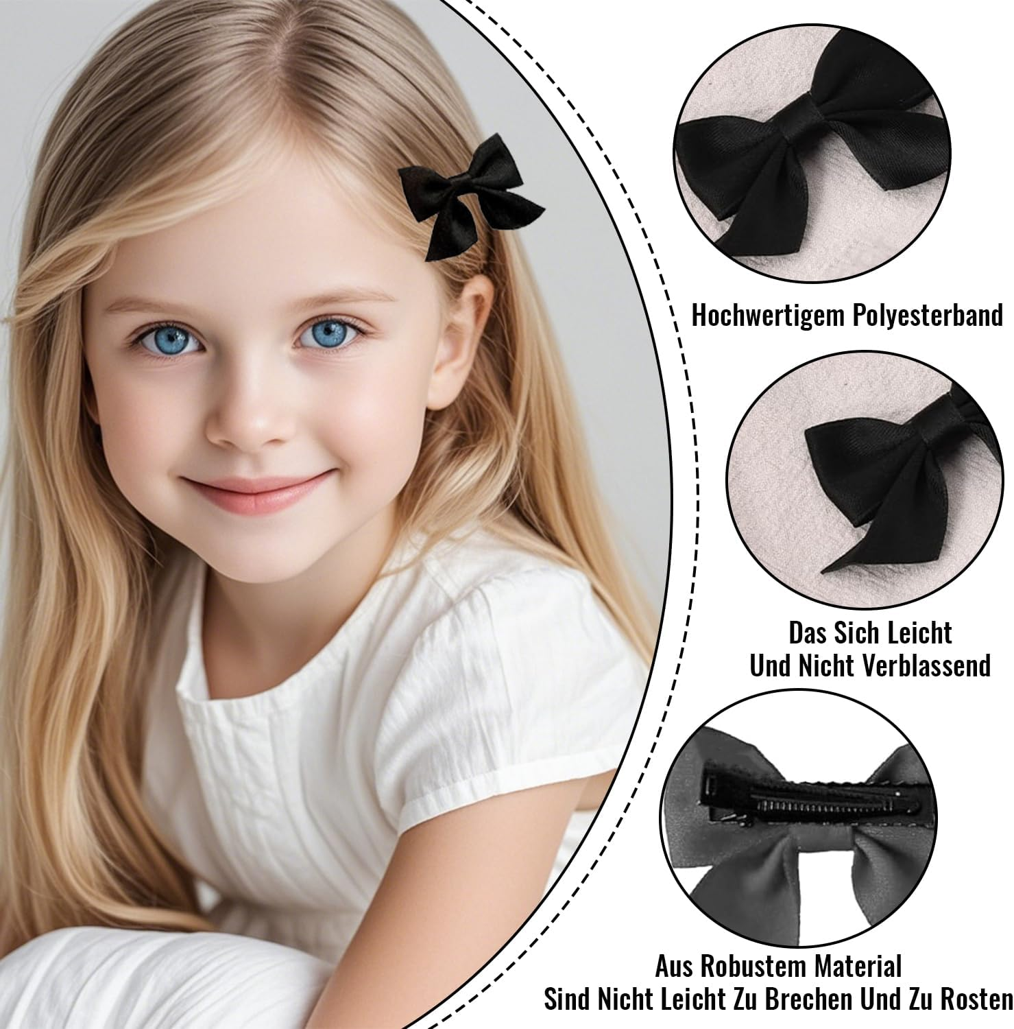 Esshogo Hair Clip Bow, Hair Bow, Hair Clip Black, Bow Hair, Hair Bow Christmas, Hair Clips Women with Bows, Hair Clips Children'S Bows image number 6