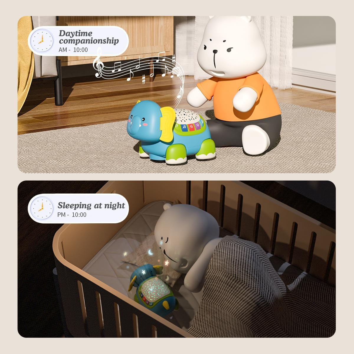 Kaekid Baby Toys 6 to 12 Months, Musical Elephant Crawling Baby Toys for 12-18 Months, Early Learning Educational Toy with Light & Sound, Birthday Toy for Infant Toddler Boy Girl 1-2 Year Old