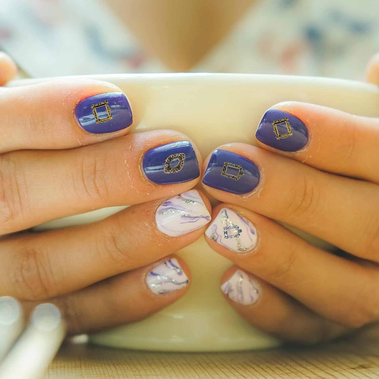 GAROZATION 40Pcs Mini Metal Vintage Picture Frame Nail Art Decorations Baroque Oval and Square Photo Frames for Manicure Nail Charm Accessories image number 1