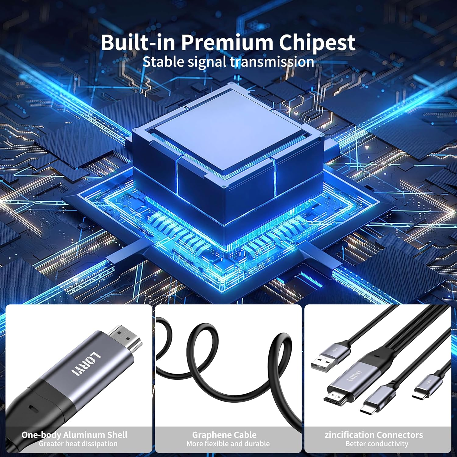 HDMI to Type-C Cable, 4K@60Hz, HDMI to USB C 8.2Ft, USB-C Powered, HDMI to USB Type-C, for Xreal Nreal Air, Mobile Monitors, XREAL Beam, Touch Functionality,Switch, Steam Deck,Ps5,Studio Display image number 5