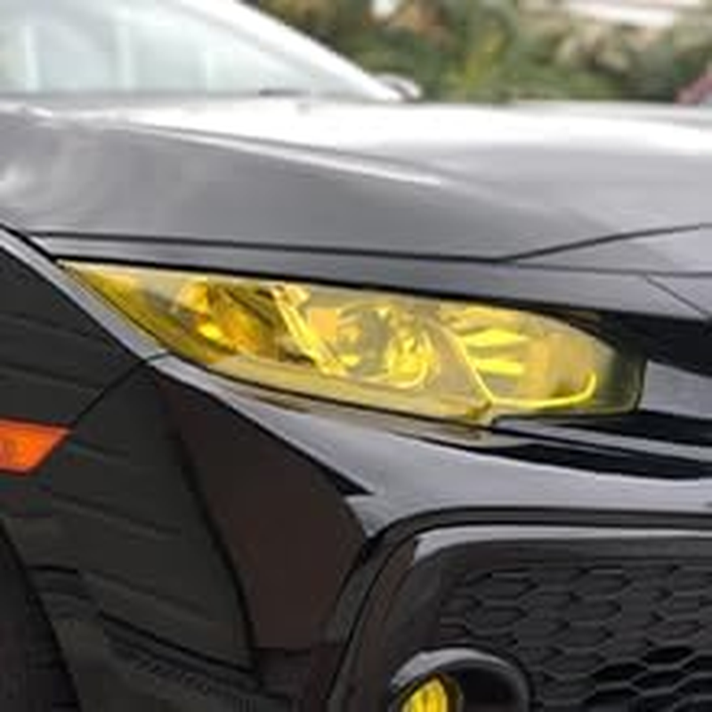 Yellow Light Tint Film for Car Headlight Fog Tail Lights Tinted Vinyl Wrap Accessories Self Adhesive Sheet Sticker Cover 48 Inch X12 Inch 2 Pcs image number 2