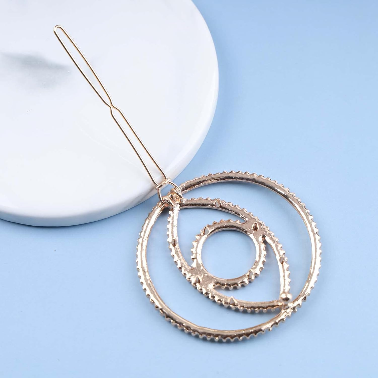Yheakne Vintage Evil Eye Hair Clip Geometric Hair Clip Gold round Hair Clip Pin Hollow Eye Head Clip Decorative Headwear Hair Accessories for Women and Girls (Gold) - Gold image number 3