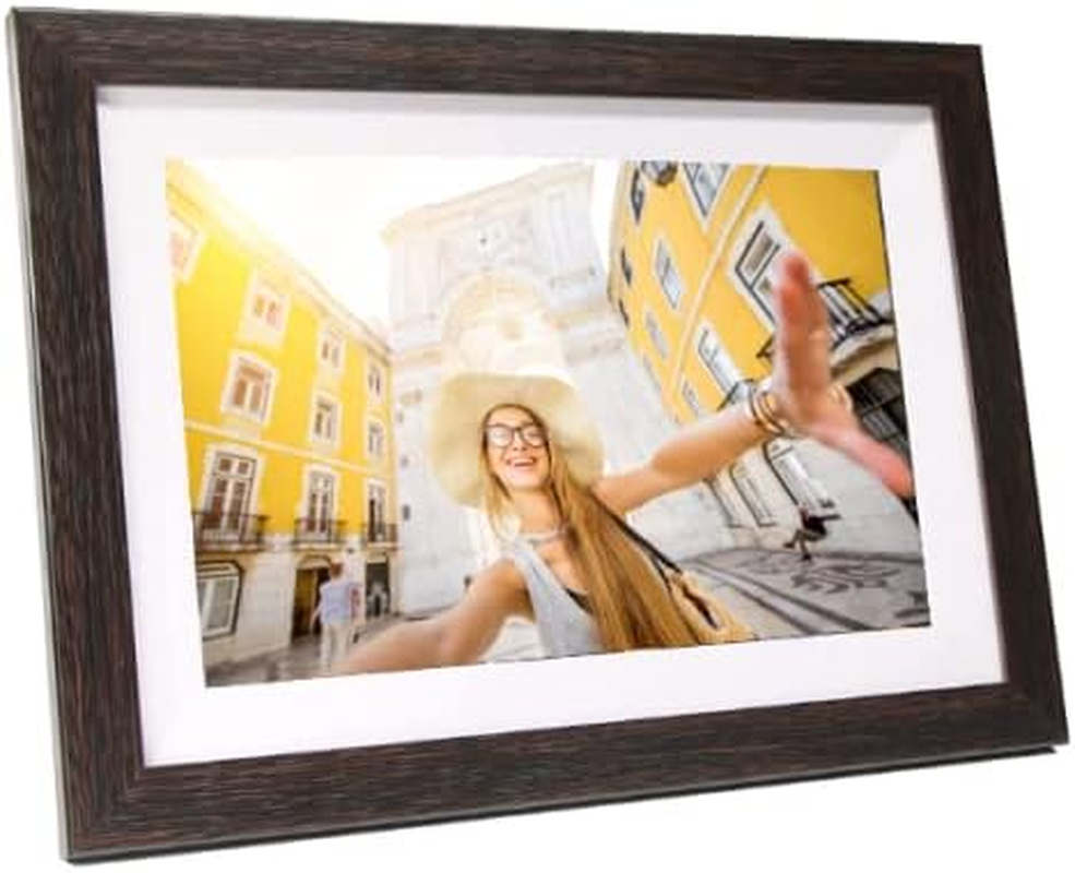 Luvlink Digital Photo Frame! Brown Smart Frameo Wifi Connected Photo Frame - 10 Inch, 1280X800, 16 GB. Send Photos to Your Loved Ones from Anywhere!