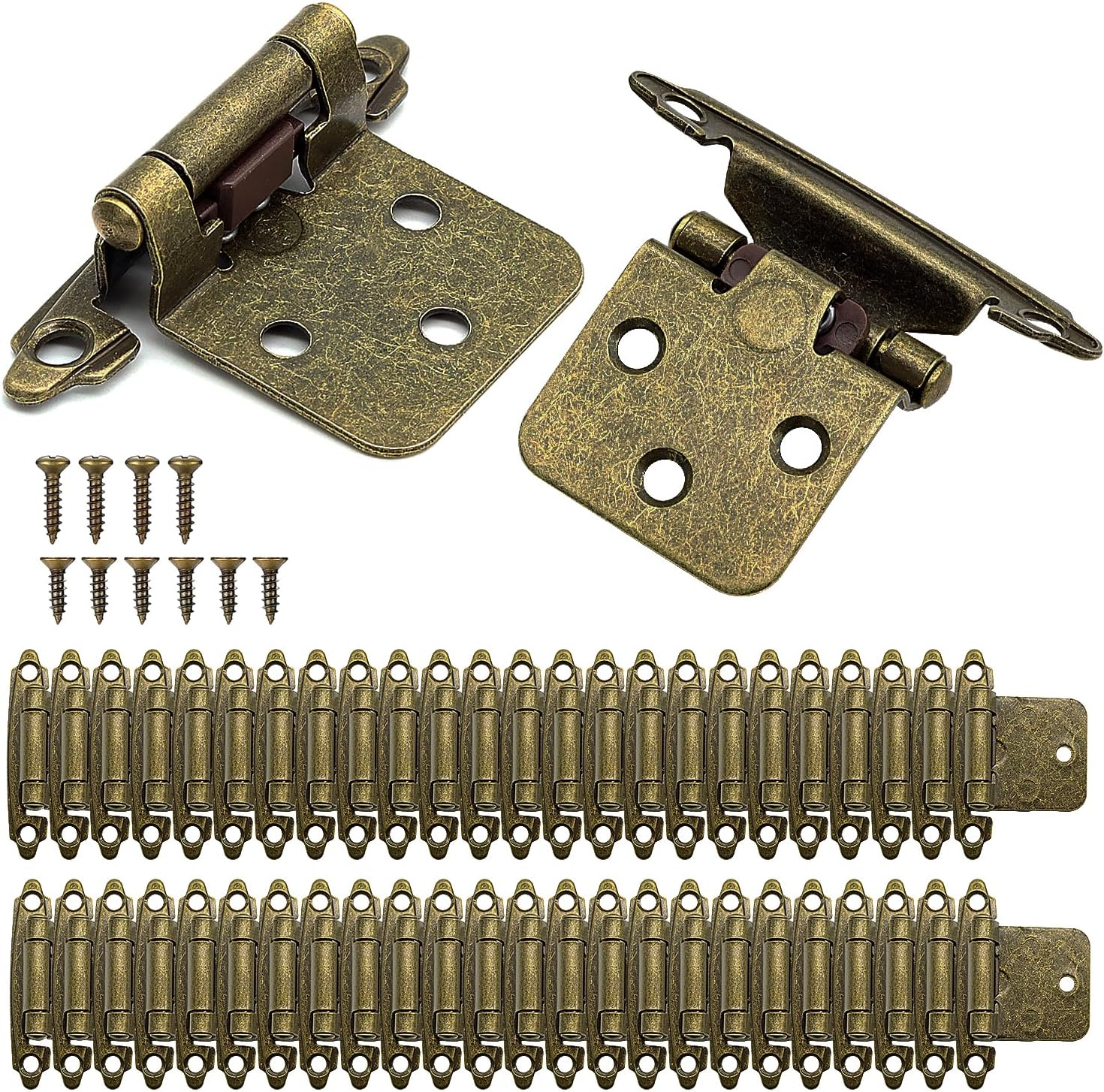 Kitchen Cabinet Hinges Bronze,(10 Pairs/20 Pcs) 1/2 Inch Variable Overlay Self Closing Face Mount Cabinet Door Hinges Hardware for Kitchen Cabinets,Oil Rubbed Bronze