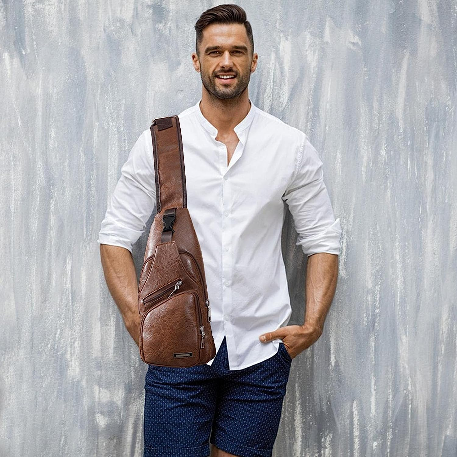 Men Sling Bags Waterproof - Sash Bags | Sling Bag Anti-Thief Personal Pocket Bag, Lightweight Chest Shoulder Backpack for Travel