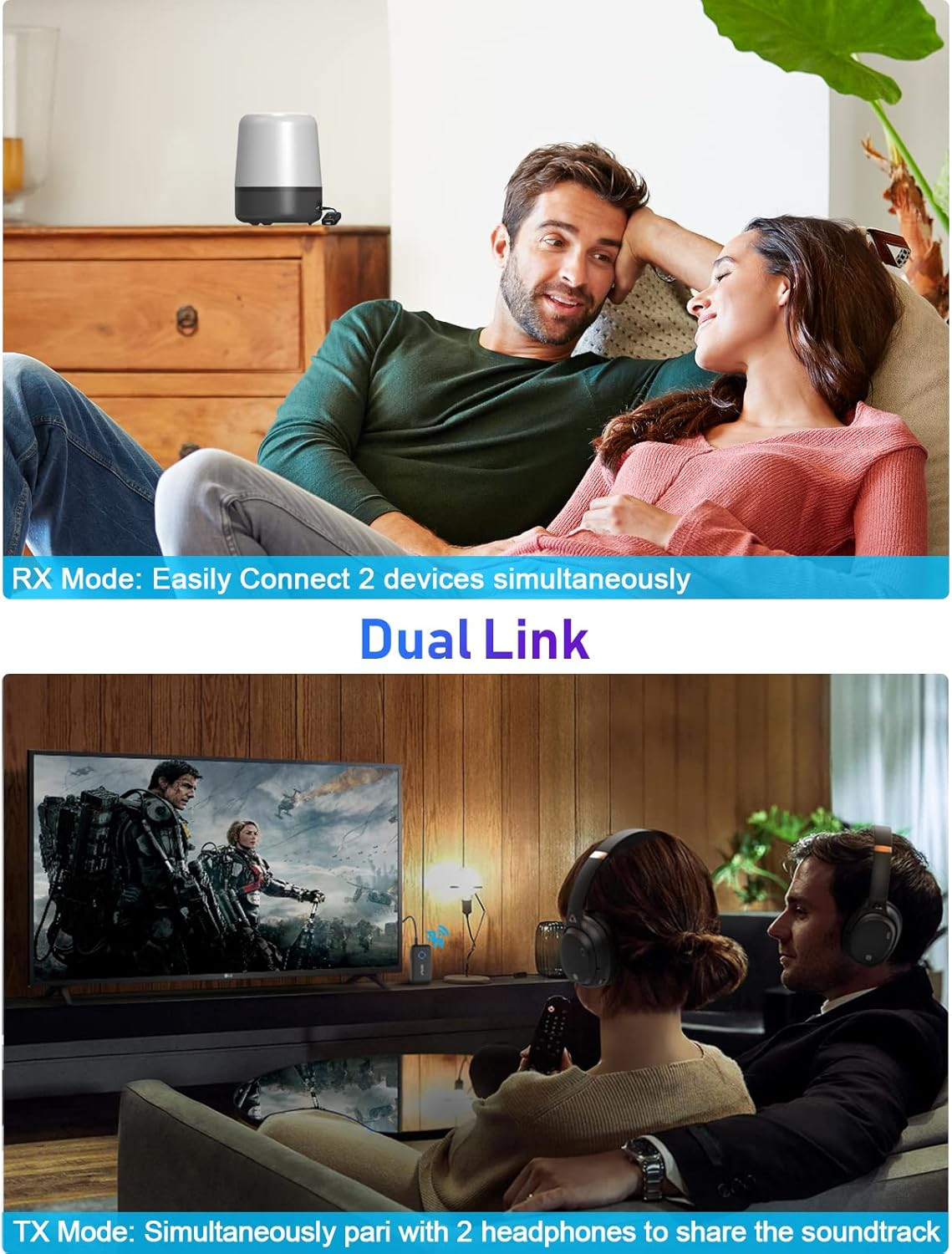 YMOO Bluetooth 5.3 Transmitter Receiver for TV to 2 Wireless Headphones, Aptx Low Latency Wireless Audio Adapter with AUX 3.5Mm Jack for Airplane,Smartphone, Tablet, Speaker, Home Stereo, PC, Car image number 5