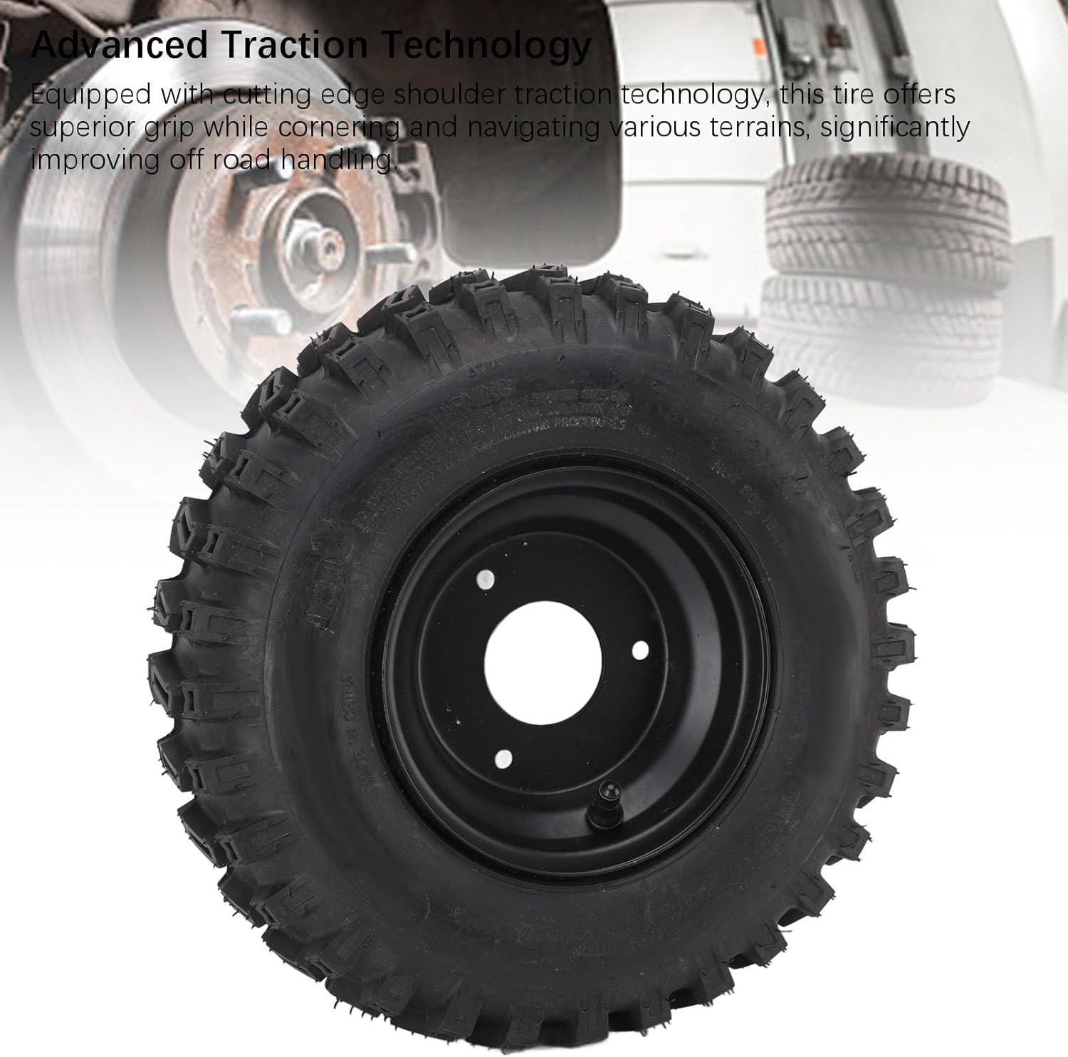 Generic ATV Tubeless Tire, 13X4.1 6 Inch Front Wheel Rear Wheel Tire with Rim, Vacuum Tyre for ATV Quad off Road Go Kart Cart Mini Bike Lawn Mower image number 1