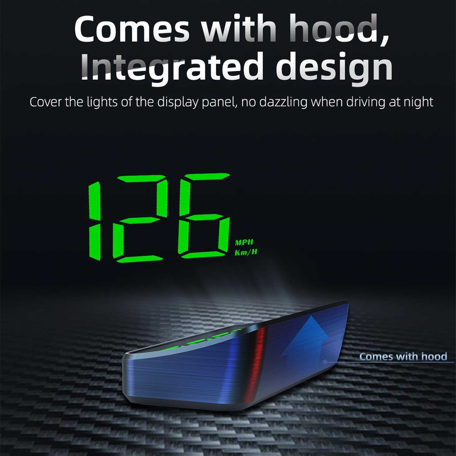 AZIJYV Head up Display for Cars,Car HUD M2 Green,Gps Speedometer Equipped with Speed, Automatic Sensitivity Adjustment,Kilometer Speed Unit Display,Plug and Play Suitable for All Cars image number 4