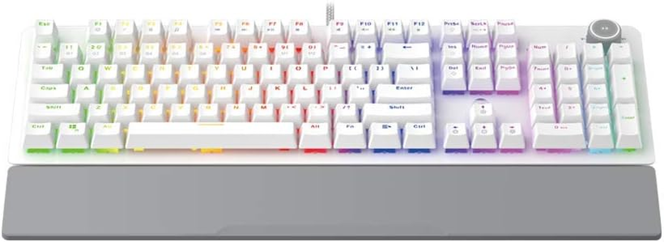 Fantech MK853 Gaming Mechanical Keyboard 104 Keys USB Wired RGB Backlight with Multi-Function Scroll with Ergonomic Wrist Pad (White Color-Red Switch) image number 2