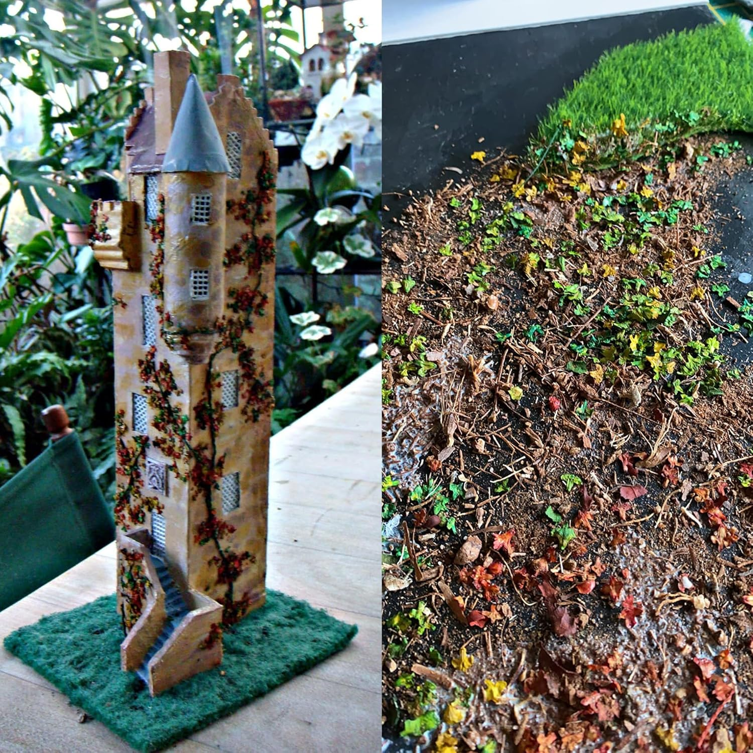 Cayway Realistic Miniature Leaves,4 Pack Shrink Model Scenery Leaf, 4 Color Simulation Leaves for DIY Railway Fairy Garden Simulation Vine for Fairy Garden Diorama Scenery Landscape Layout