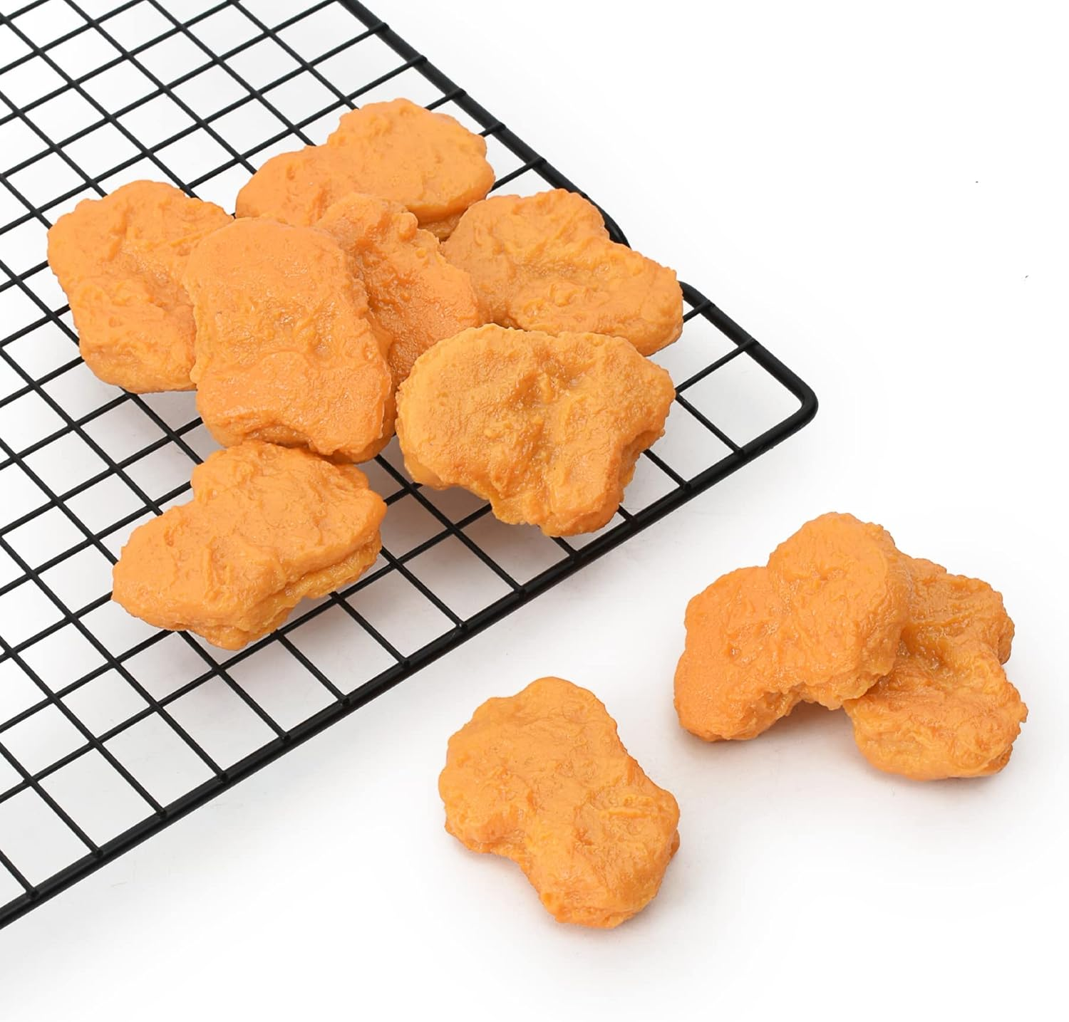 Luckforest Artificial Chicken Nuggets, 10Pcs Fake Fried Chicken Model Lifelike Food Meat for Home Kitchen Decor Food Model Market Display Props