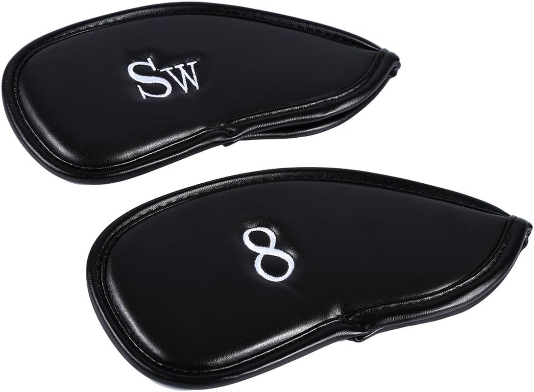 12Pcs Golf Club Head Cover, Leather with Sponge Lining Protective Headcover Golf Club Iron Head Covers Set image number 3