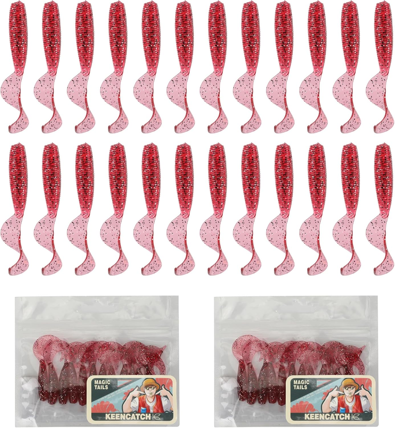 5Cm(2") Soft Plastic Baits, Worm Grub Bream Fishing Lures for Saltwater and Freshwater, Curly Tail Soft Fishing Lures for Flathead