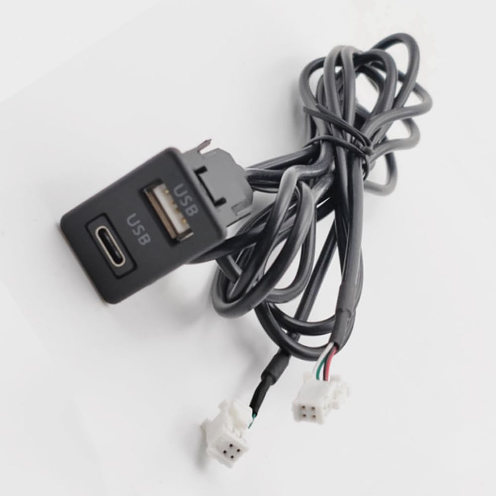 Car Dash Mount Usb+Type-C Port Panel Interface Extension Cable Adapter Car Dashboard Vehicle Navigation USB Socket image number 2