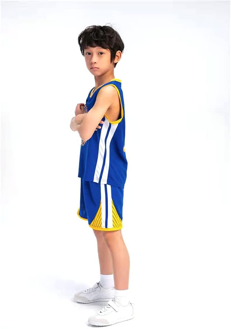 Kannitty Kids Basketball Kit, 2 Piece Sleeveless Sport Kids Basketball Jersey Shirt, Cool Basketball Kids Boys Teenagers Childs Gifts (Blue,Xl) , 10-12 Years (KY-04), Bleu image number 4
