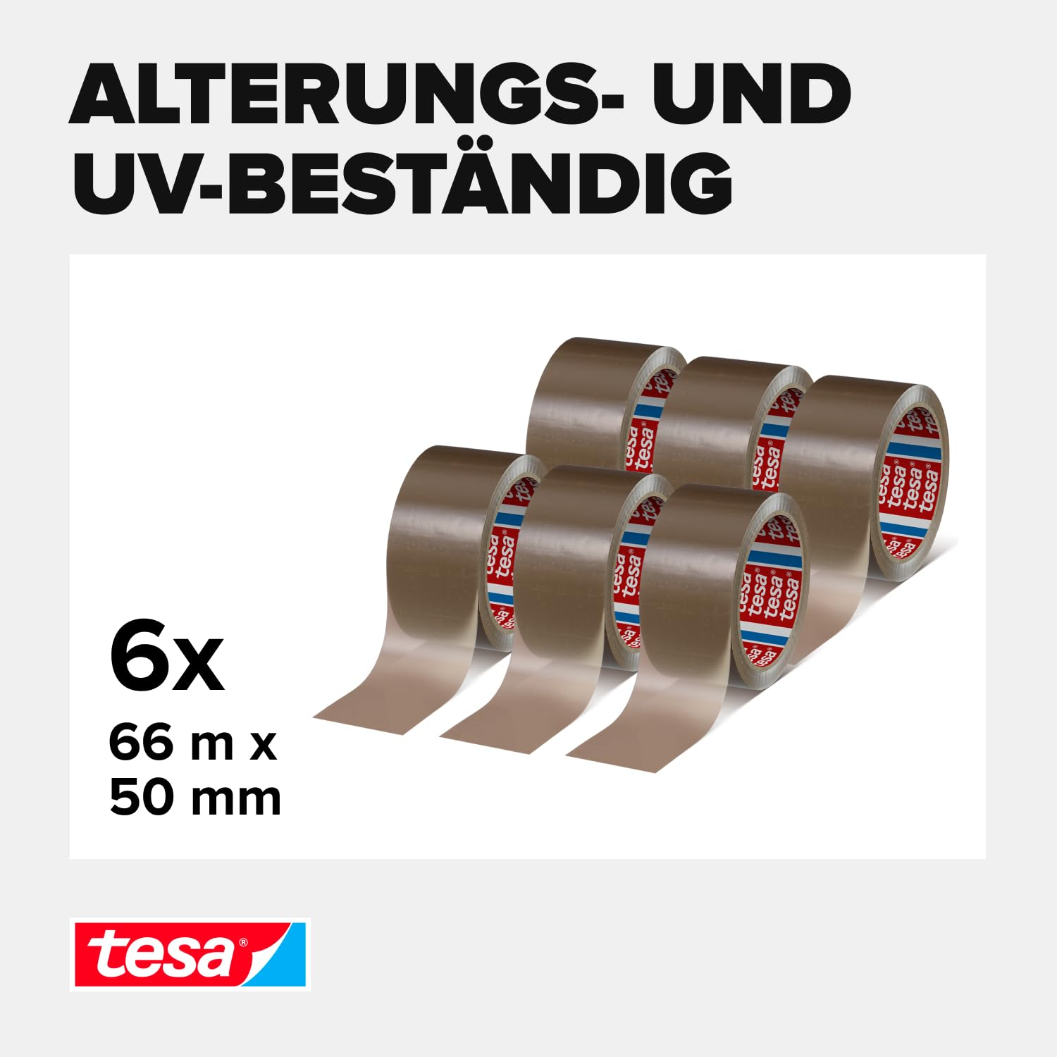 Tesa Pack 4280 PP Packaging Tape in Pack of 6 - Universal Adhesive Tape for Packing Parcels and Boxes - Brown - 6 Rolls Each 66 M X 50 Mm image number 2