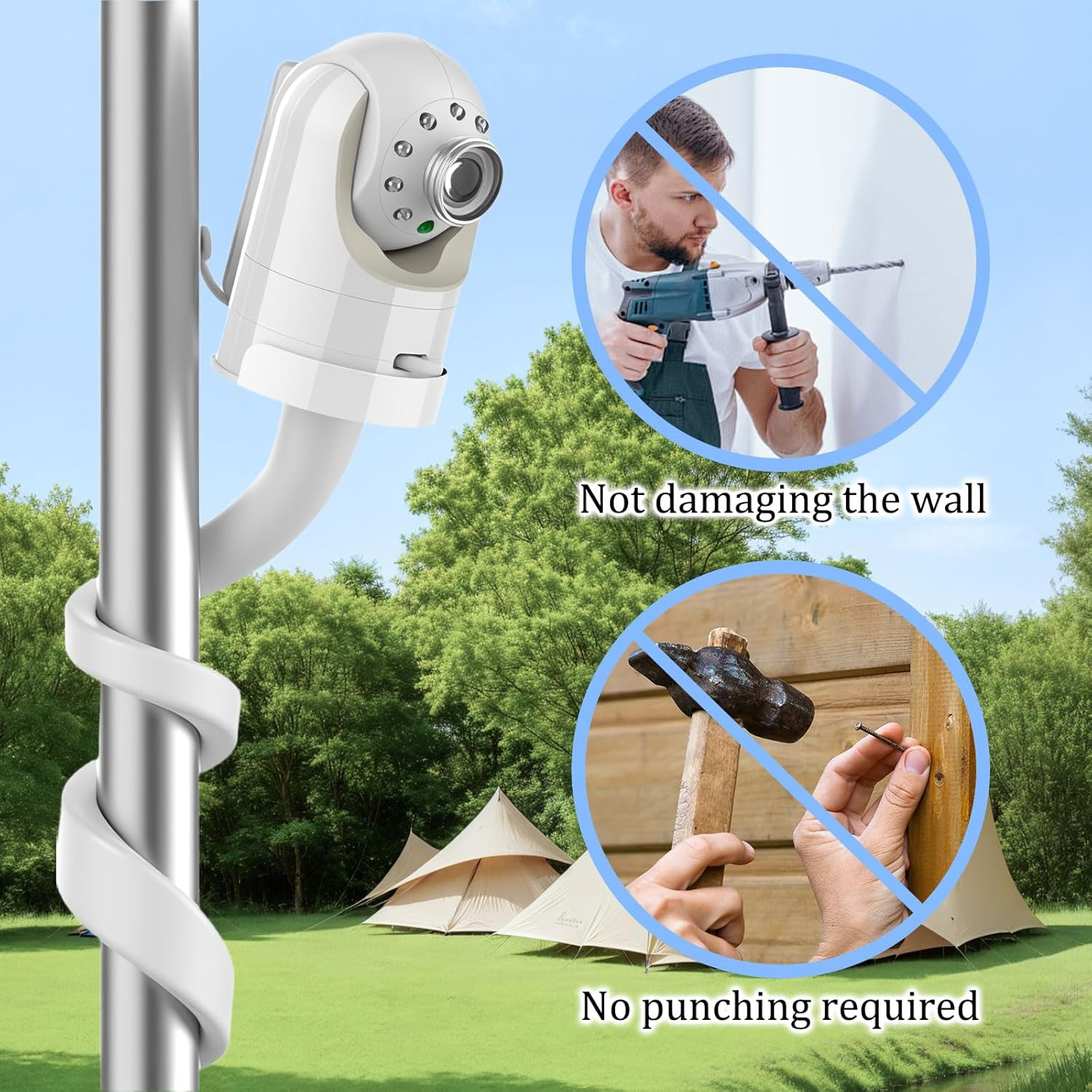 Baby Monitor Stand, No Need to Drill Baby Monitor Mount, Flexible and Can Be Fixed on the Baby Bed Frame or Furniture, Universal Baby Monitoring Camera Stand image number 3