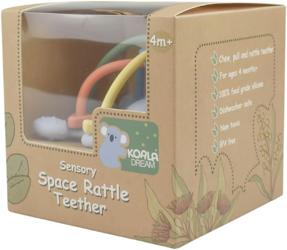 Koala Dream - CA3019A Silicone Sensory Space Rattle TEETHER Blue: Clutch Sensory Teether for Babies image number 5