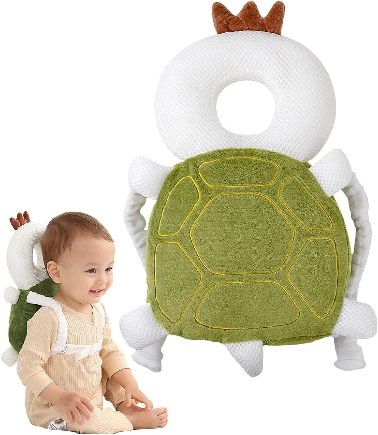 Head Protection Cushion, Adjustable Infant Safety Pads, Baby Backpack Head Protection Pillow, Child Anti-Fall Back Protector, Cartoon Animal Shape Mesh Toddler Safety Head Protector for Baby Walking image number 6