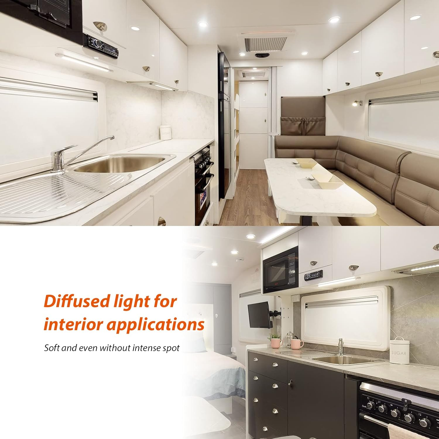 Dream Lighting 12Volt DC LED under Cabinet Lights Kitchen Strip Bar Lights for off Road Caravan Motorhome Night Visible Switch image number 3