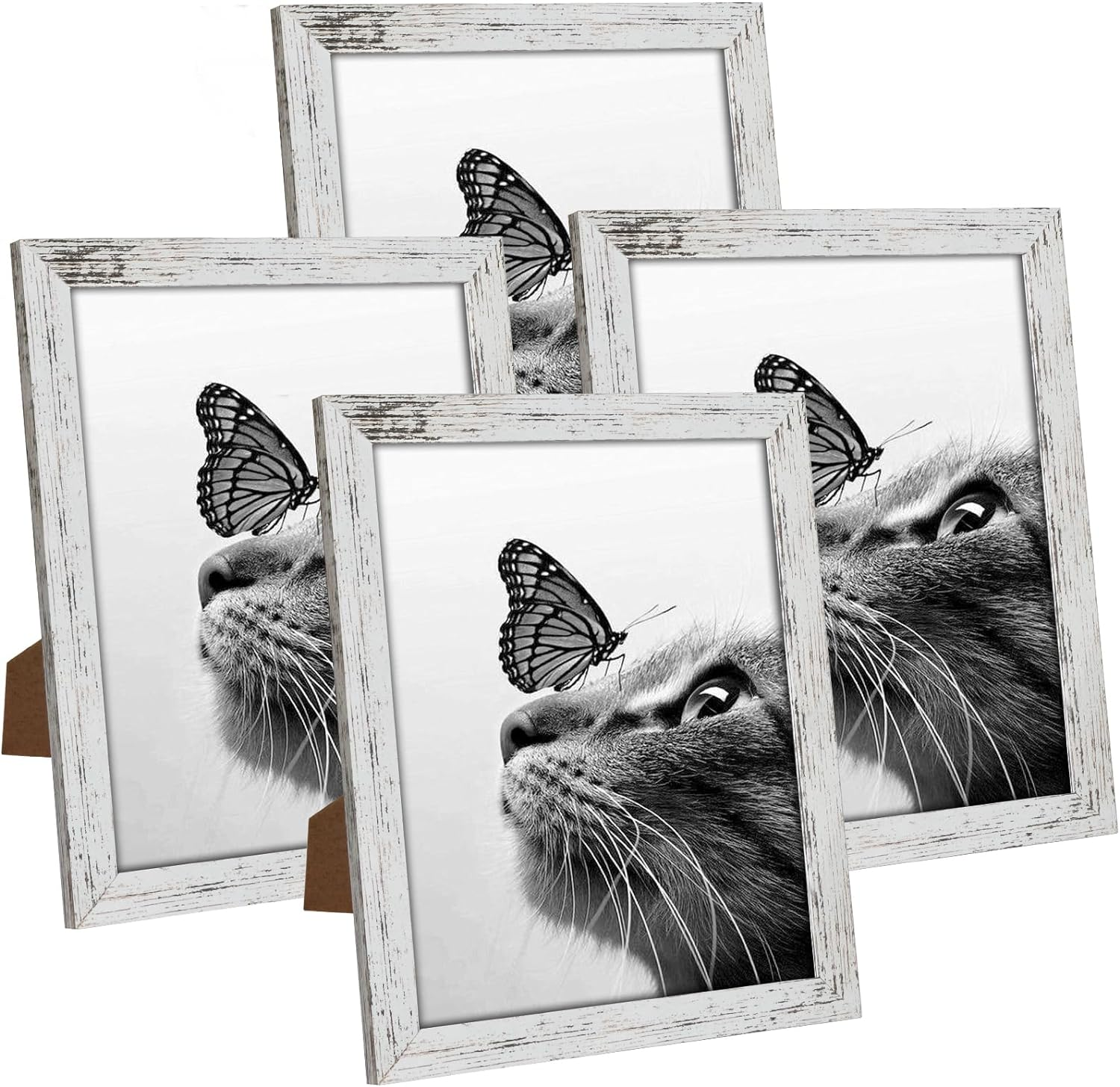 Q.Hou 8X10 Picture Frame Wood Patten Rustic Brown Photo Frames Packs 4 with High Difinition Glass for Tabletop or Wall Decor (AU-QH-PF8X10-BR) image number 4