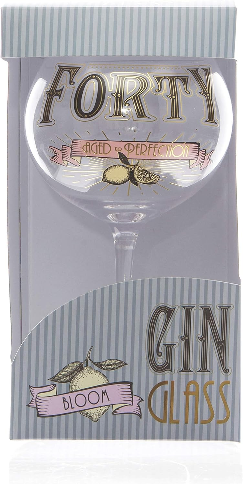 Boxer Gifts GWG340 Age &lsquo;Forty &ndash; Aged Prohibition Style Gin Bloom Glass | Glassware Perfect for a 40Th Birthday | Packaged in a Vintage Gift Box image number 1