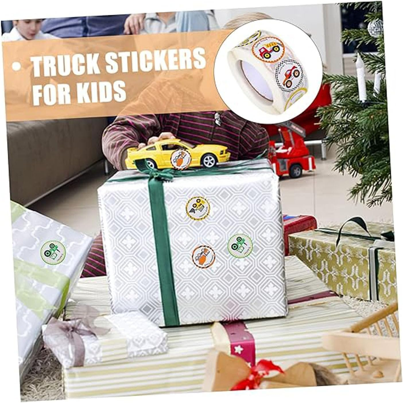 1Pcs Construction Truck Stickers for Kids Boys, round Vehicle Reward Decals with Bright Cartoon Design, Lightweight Safe Motivational Stickers for Home School Classroom Office Use image number 5