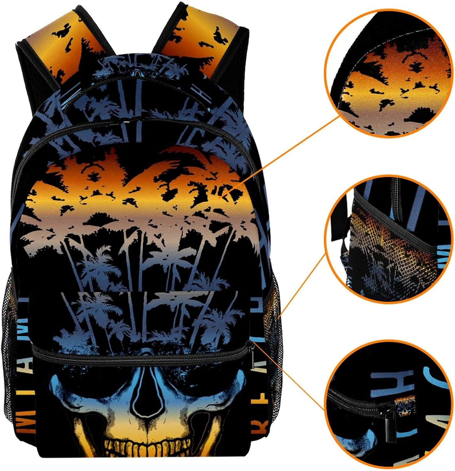 Creative Art Coconut Tree Skull Design Backpack Students Shoulder Bags Travel Bag College School Tote Backpacks image number 1