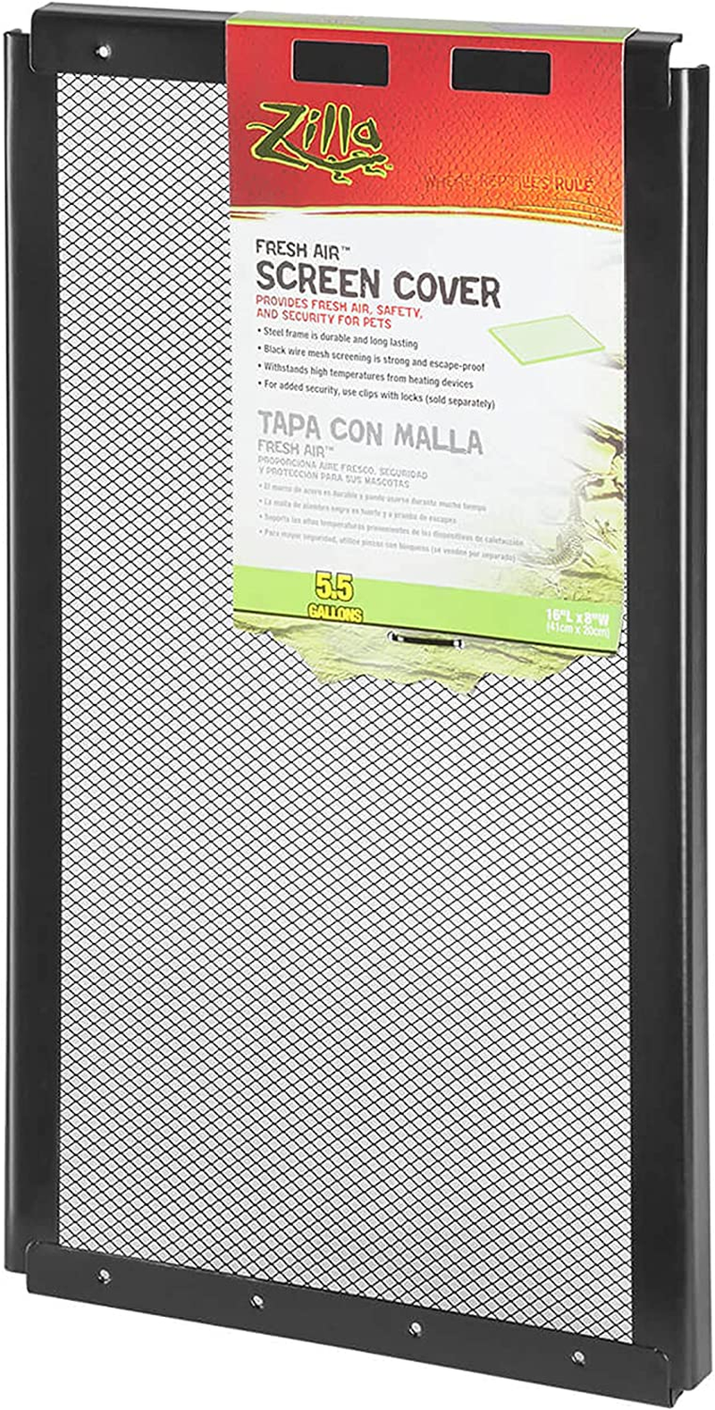 ZILLA Reptile Terrarium Covers Fresh Air Screen, 16" X 8", Black (100111479)