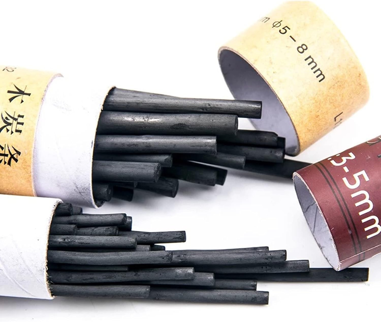 XHBTS 50 Pcs Willow Charcoal, Soft, Black Charcoal Sticks for Drawing, Sketching, and Fine Art, Willow Sketch Charcoal Pencils for Drawing -2 Box 3-5Mm 5-8Mm image number 4