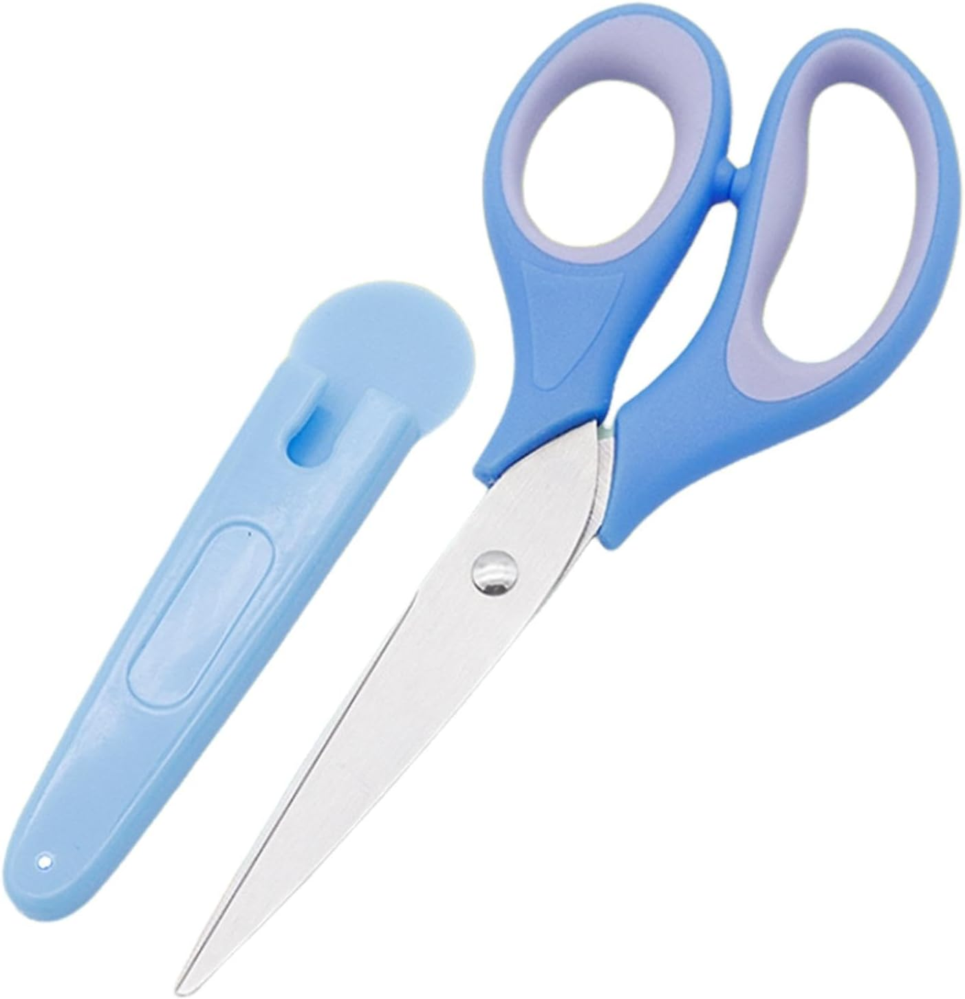 Small Kids Scissors - Kids Safe Scissors | Stainless Steel Toddler Shears, School Supplies Shears Art Craft Supplies Rounded Tip Scissor with Cover, Scissors for Kids Student Blue image number 1