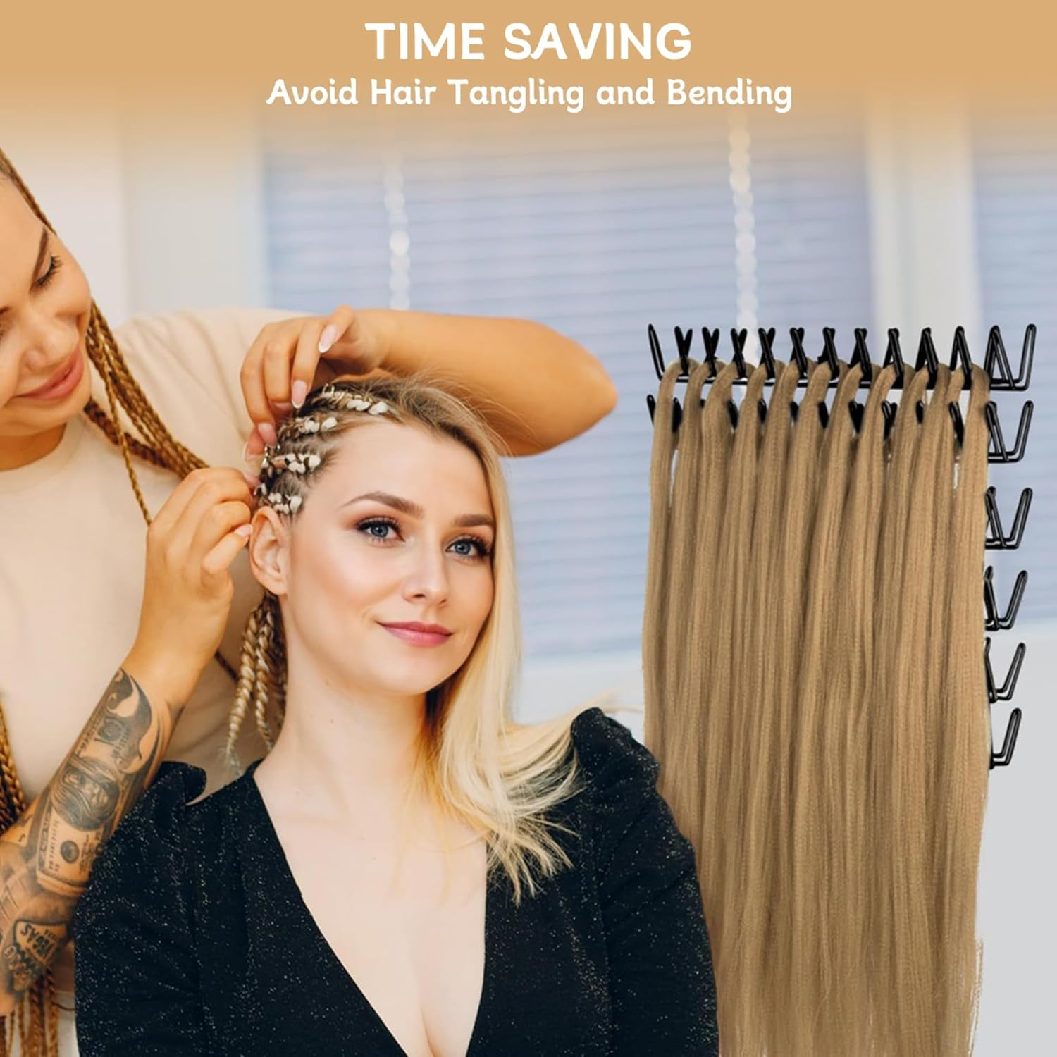 Braiding Hair Rack Height Braiding Rack 144 Pegs Braiding Rack 2-Side Hair Divider Rack for Braiding Hair Separator Stand Stylist Display Stand image number 6