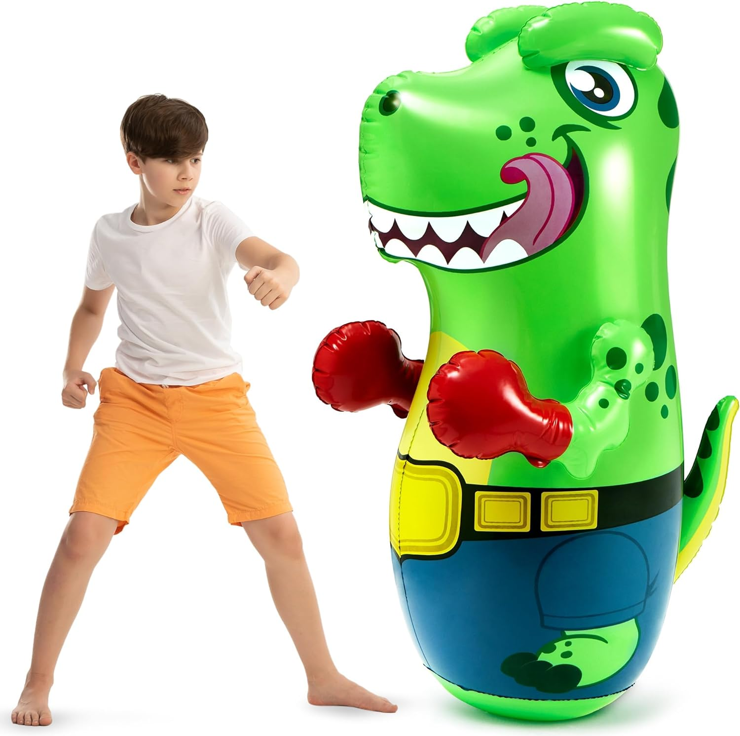JOYIN Inflatable T-Rex Dinosaur Bopper 47 Inches, Bop Bag Inflatable Punching Toy, Kids Punching Bag with Bounce-Back Action image number 6
