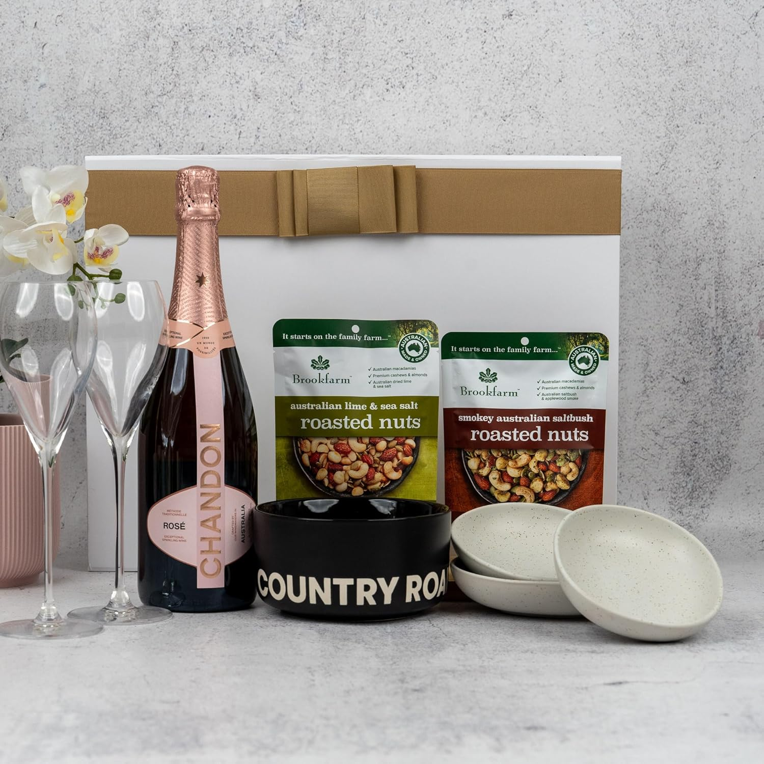 Gourmet Sparkling Gift Hamper for Aussie - Curated Wines, Chic Glassware, and Premium Australian Roasted Nuts for Birthdays, Anniversary'S, Mothers Day, Fathers Day, Christmas (Sparkling Rose Wine) image number 2