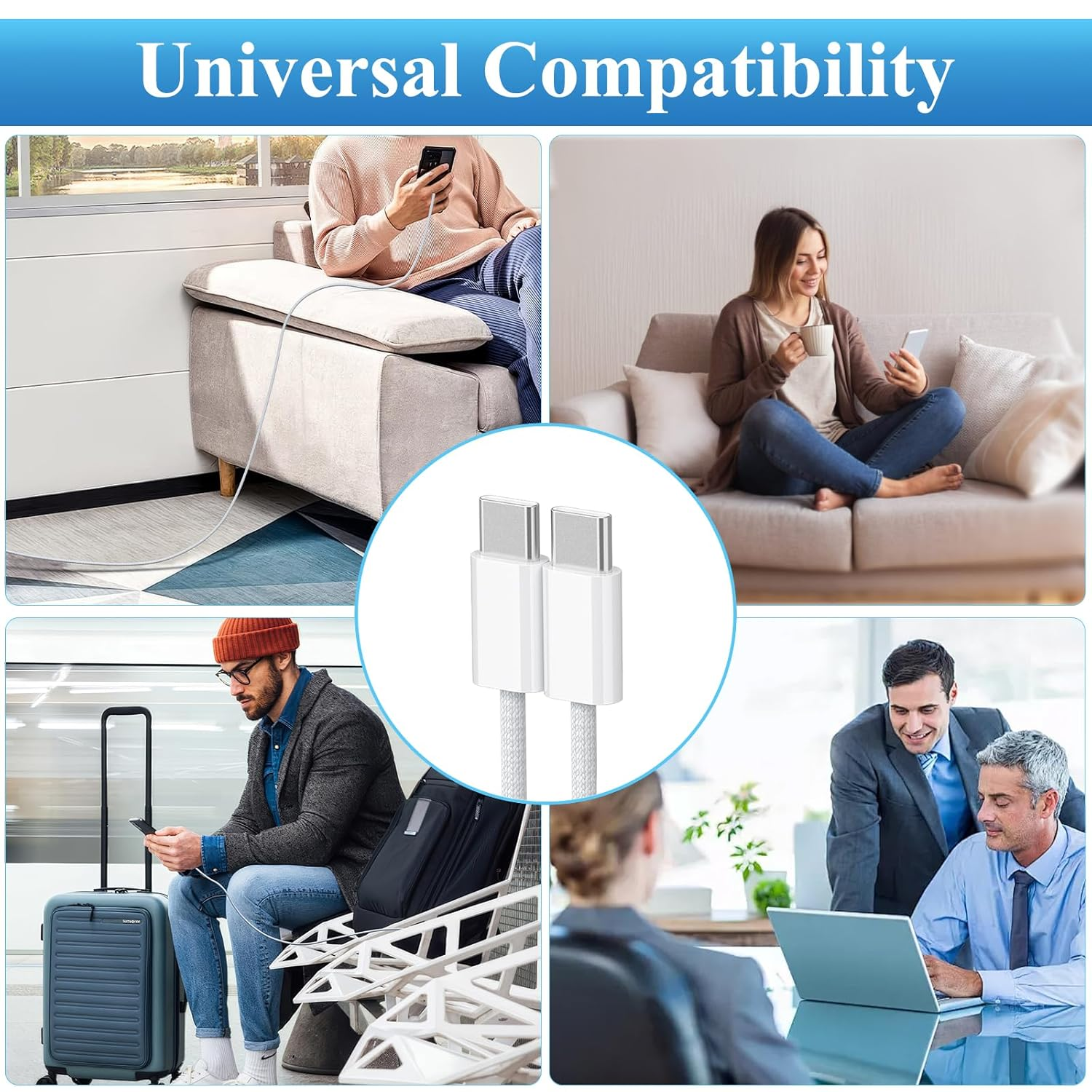 USB C Cable for Samsung Galaxy A16 S25 A05S Charger Cable 1M/2Pack, USB C to Type-C Cord PD Fast Charging Type-C Charger Cord for Samsung Galaxy A56 A26 A55 A15 S24 S23 Ultra S22 S21 S20 FE