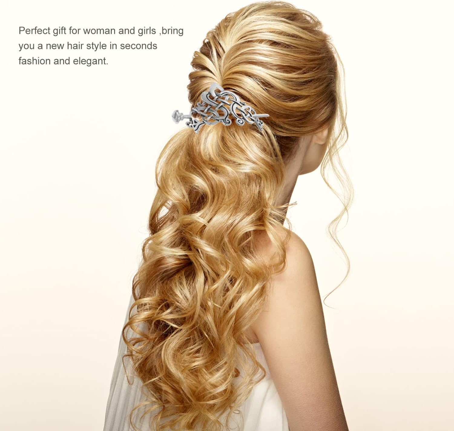 Minkissy Celtic Hair Clips Metal Viking Hair Pin Renaissance Accessories for Women Silver image number 6